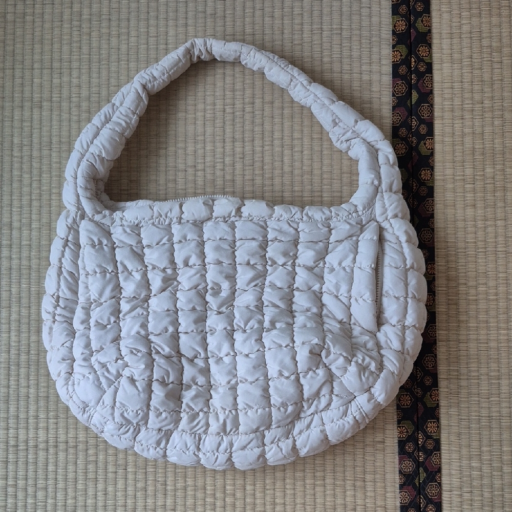 Chic Quilted Cream Hobo Bag